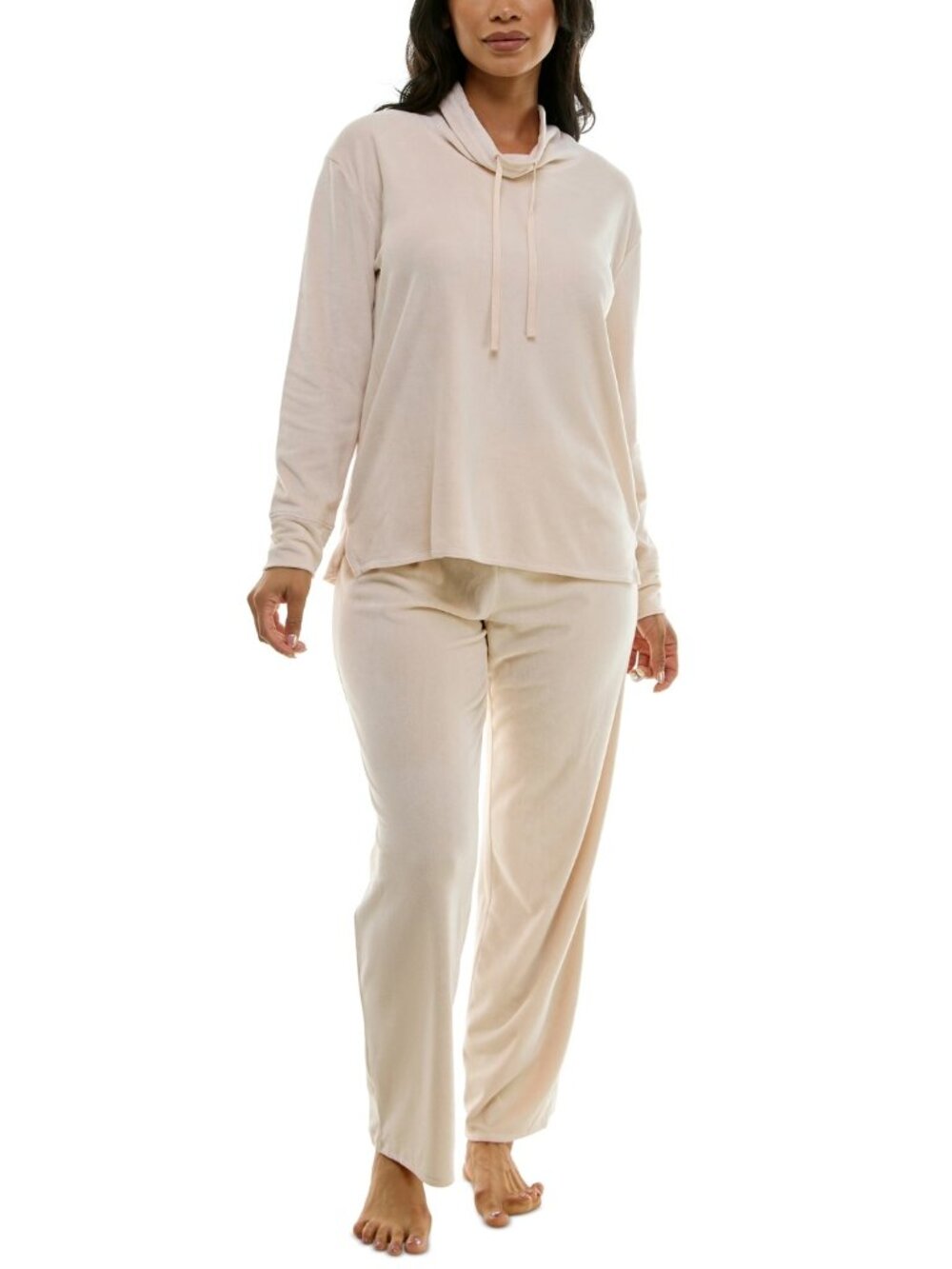 #1785 Roudelain Women's Long-Sleeve Hooded Velour Pajama Set - Crystal Gr